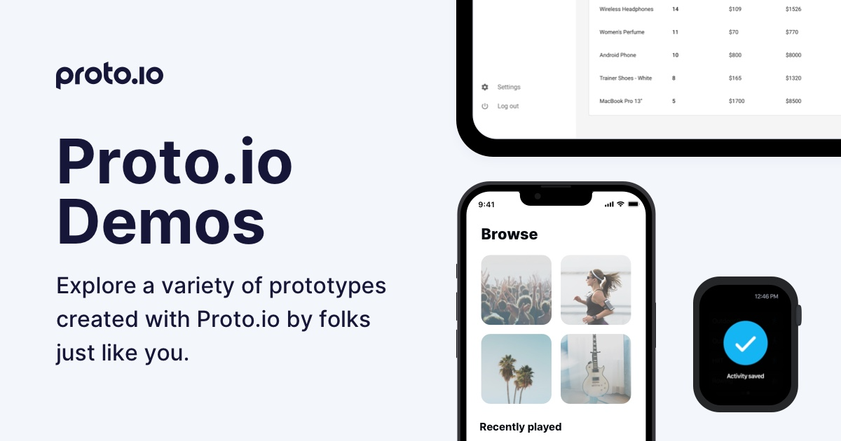 Proto.io Design Prototype demos - Proto.io
